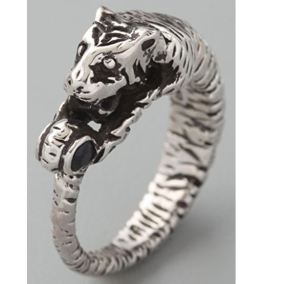 Elizabeth & James Sterling Silver 925 Cat Tiger Ring size 6 1/4 - Picture 2 of 4